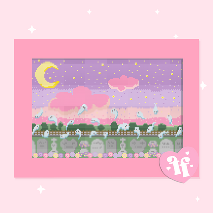 Time To Play Kawaii Graveyard Cross Stitch Pattern