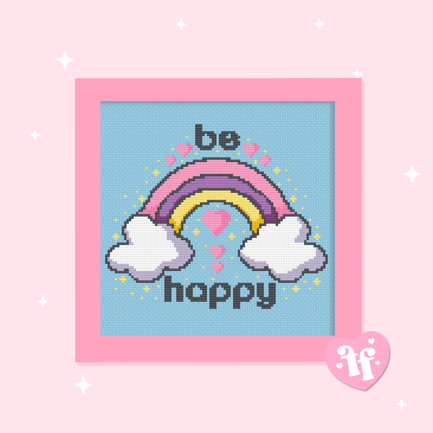 Be Happy Rainbow Cross Stitch