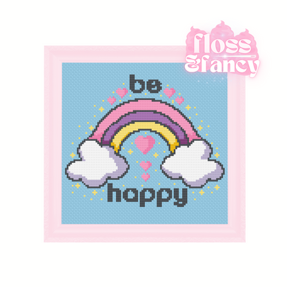 Be Happy Rainbow Cross Stitch