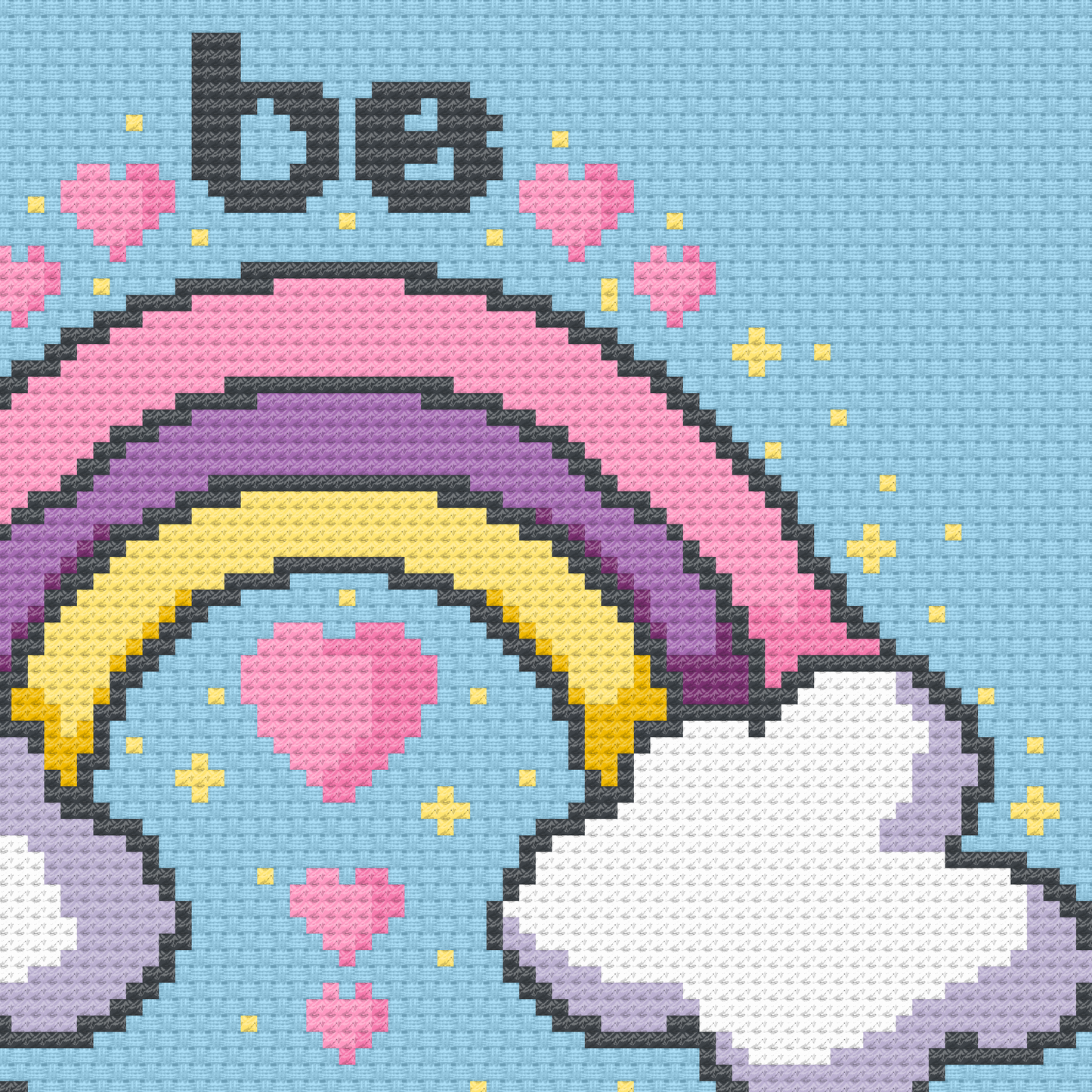 Be Happy Rainbow Cross Stitch