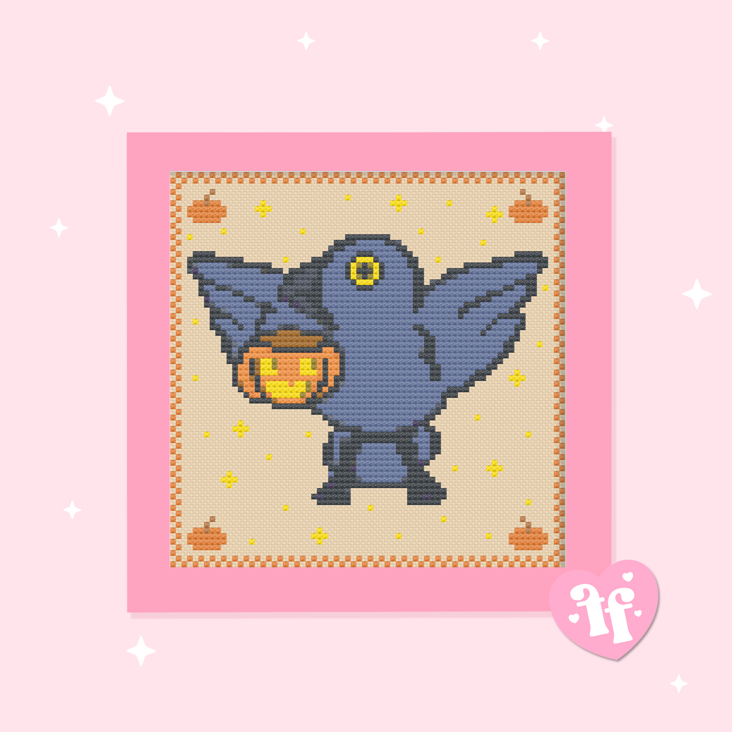 Crow and Pumpkin Cross Stitch Pattern