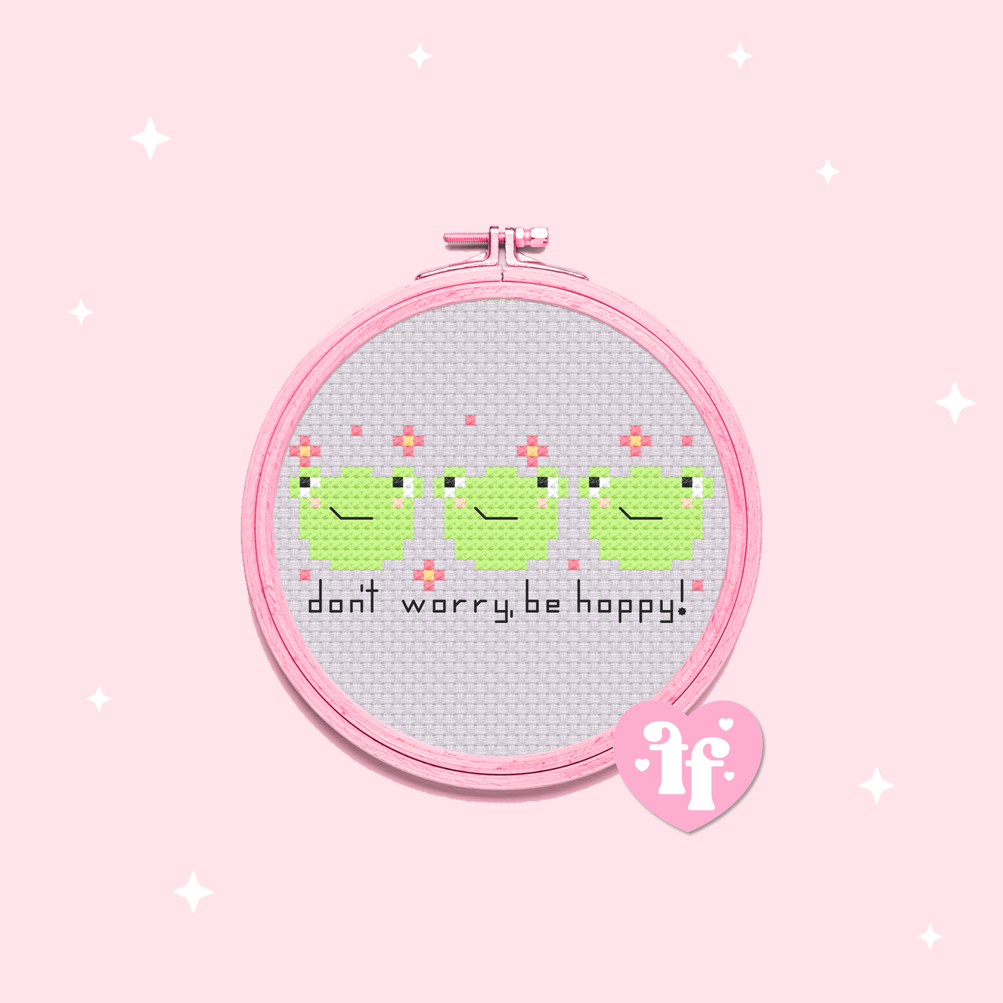 Don't Worry, Be Hoppy Cross Stitch Pattern