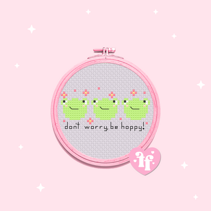 Don't Worry, Be Hoppy Cross Stitch Pattern