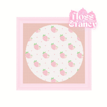 Creamy Strawberry Round Cross Stitch Pattern