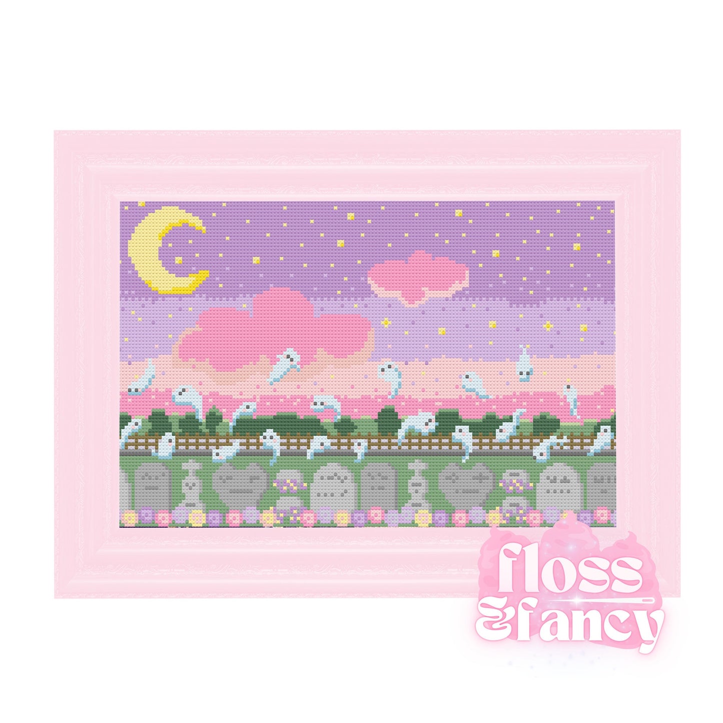 Time To Play Kawaii Graveyard Cross Stitch Pattern