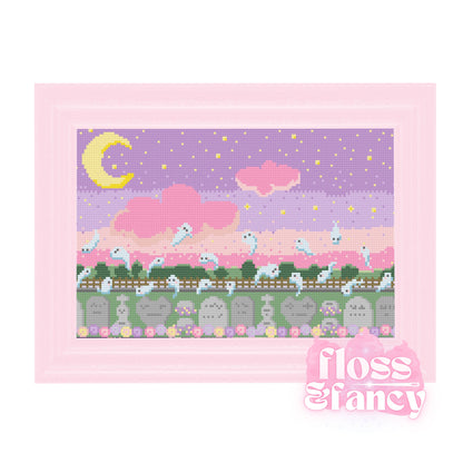 Time To Play Kawaii Graveyard Cross Stitch Pattern