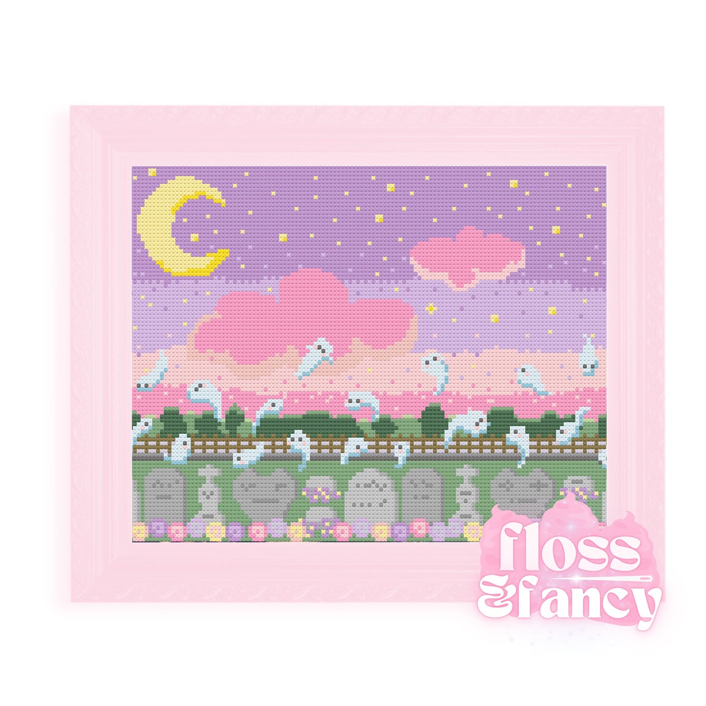 Time To Play Kawaii Graveyard Cross Stitch Pattern