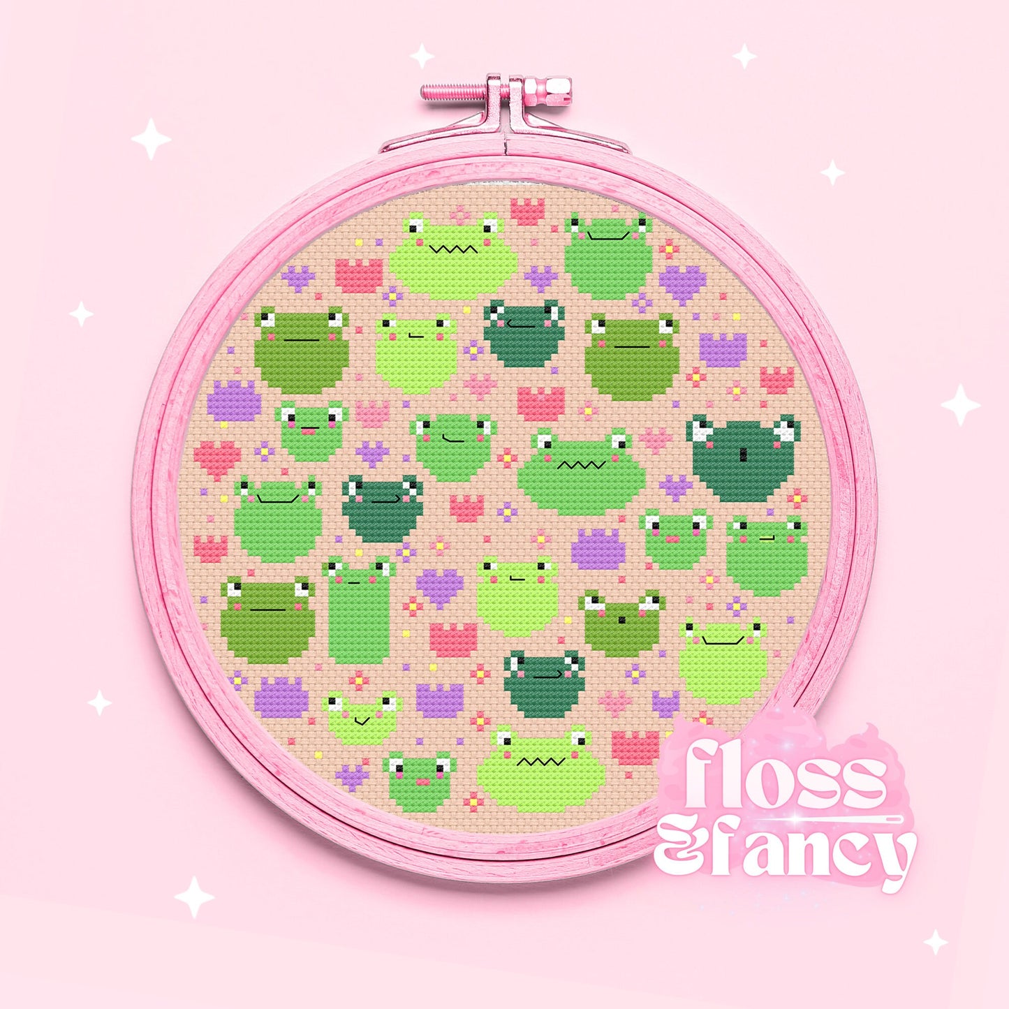 Frolicy Frogs Cross Stitch Pattern