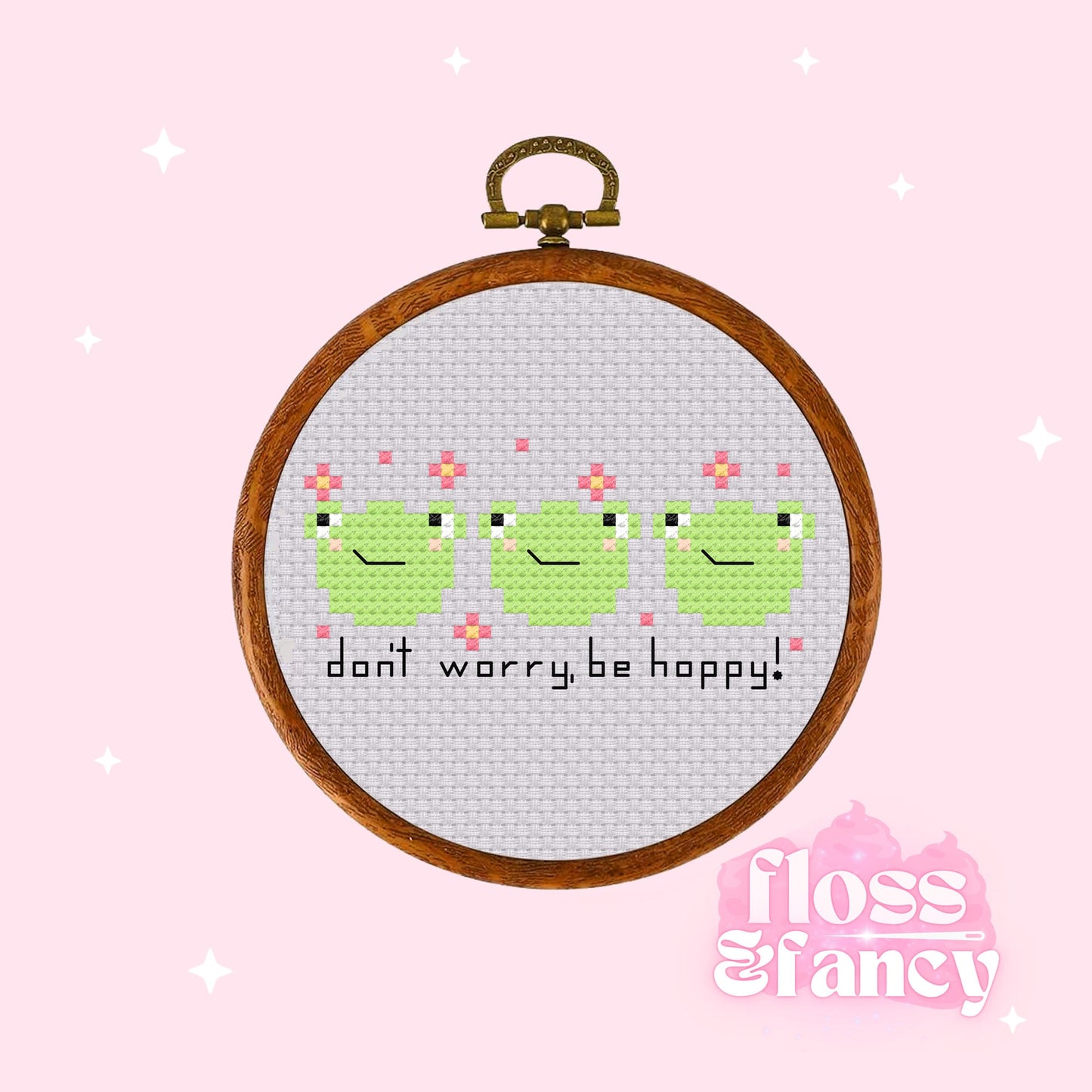 Don't Worry, Be Hoppy Cross Stitch Pattern