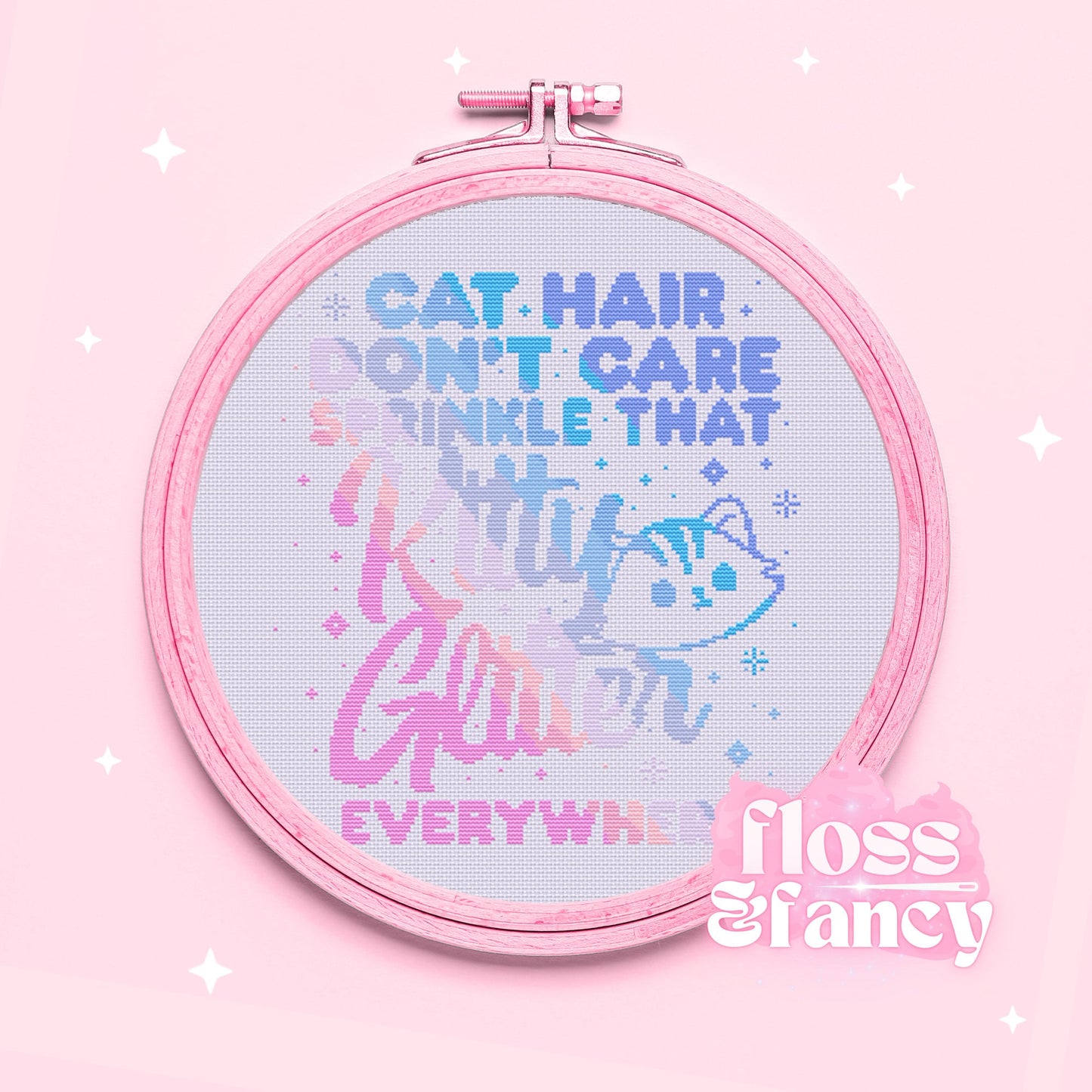 Cat Hair Don't Care Cross Stitch Pattern