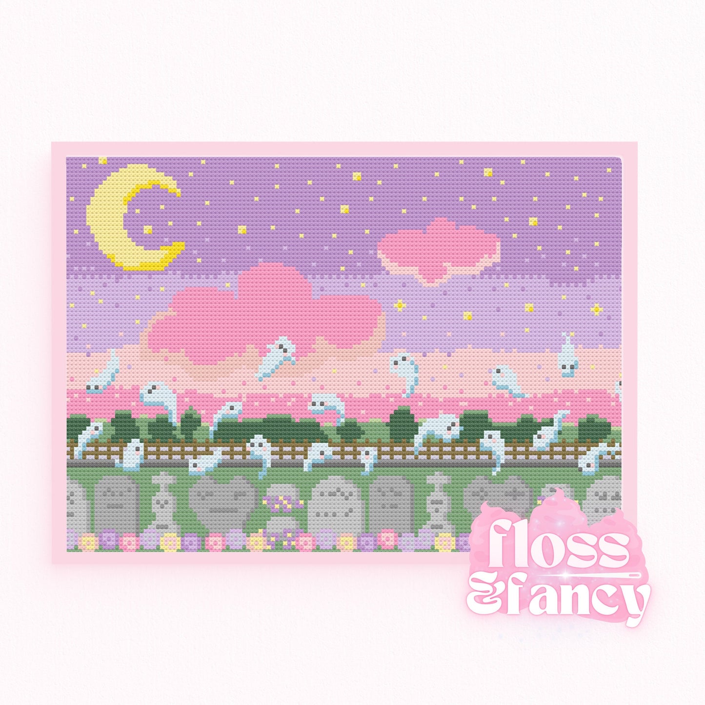 Time To Play Kawaii Graveyard Cross Stitch Pattern