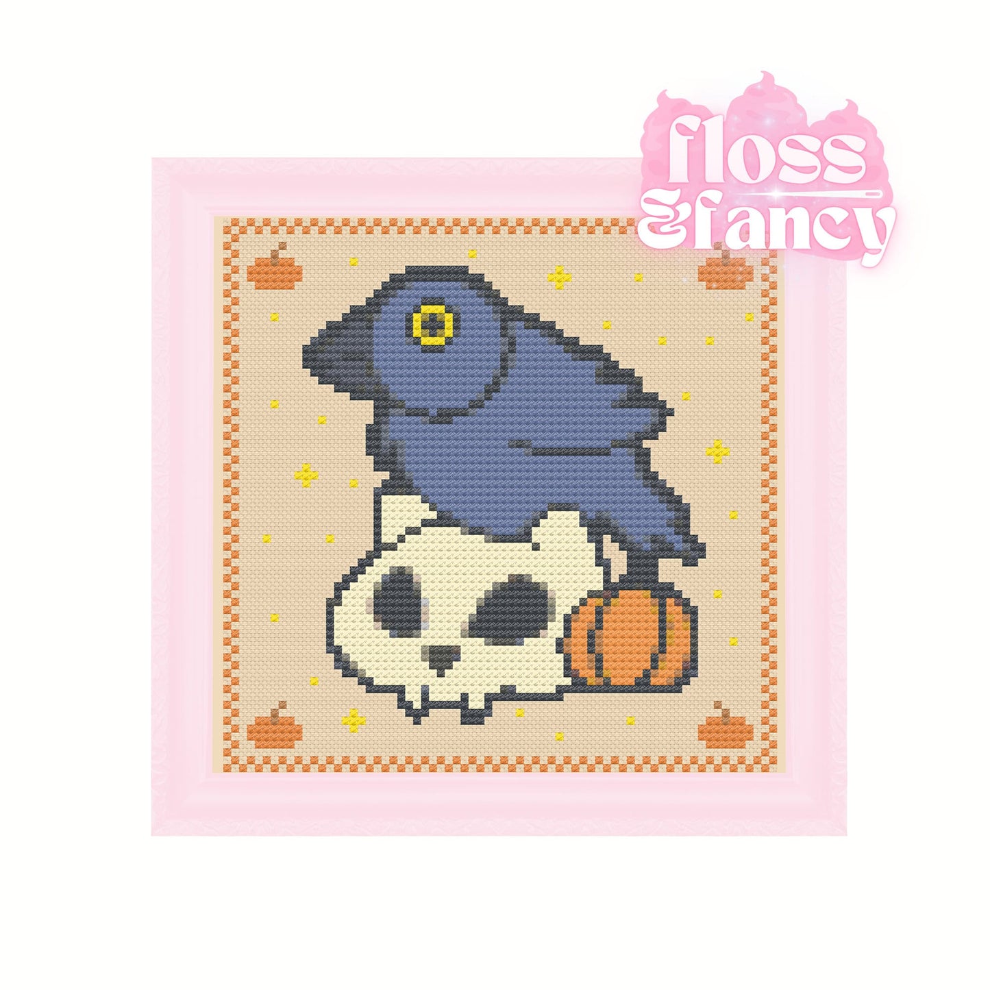 Crow and Skull Cross Stitch Pattern