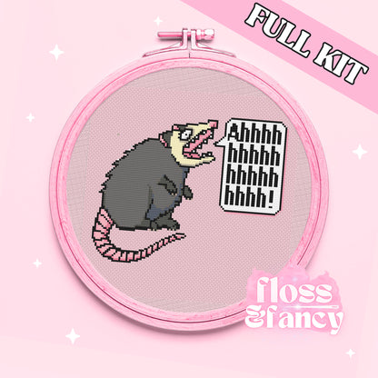 Screaming Anxiety Possum Cross Stitch Full Kit