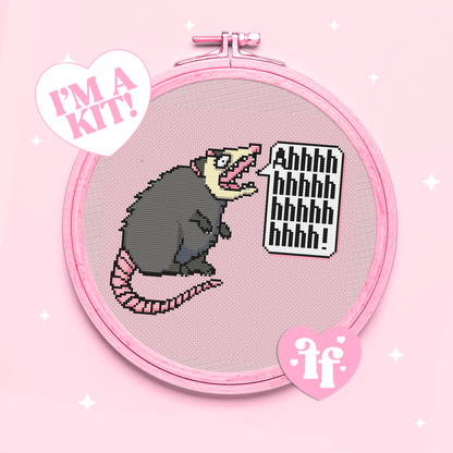 Screaming Anxiety Possum Cross Stitch Full Kit