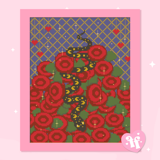 Snake & Roses Cross Stitch Pattern