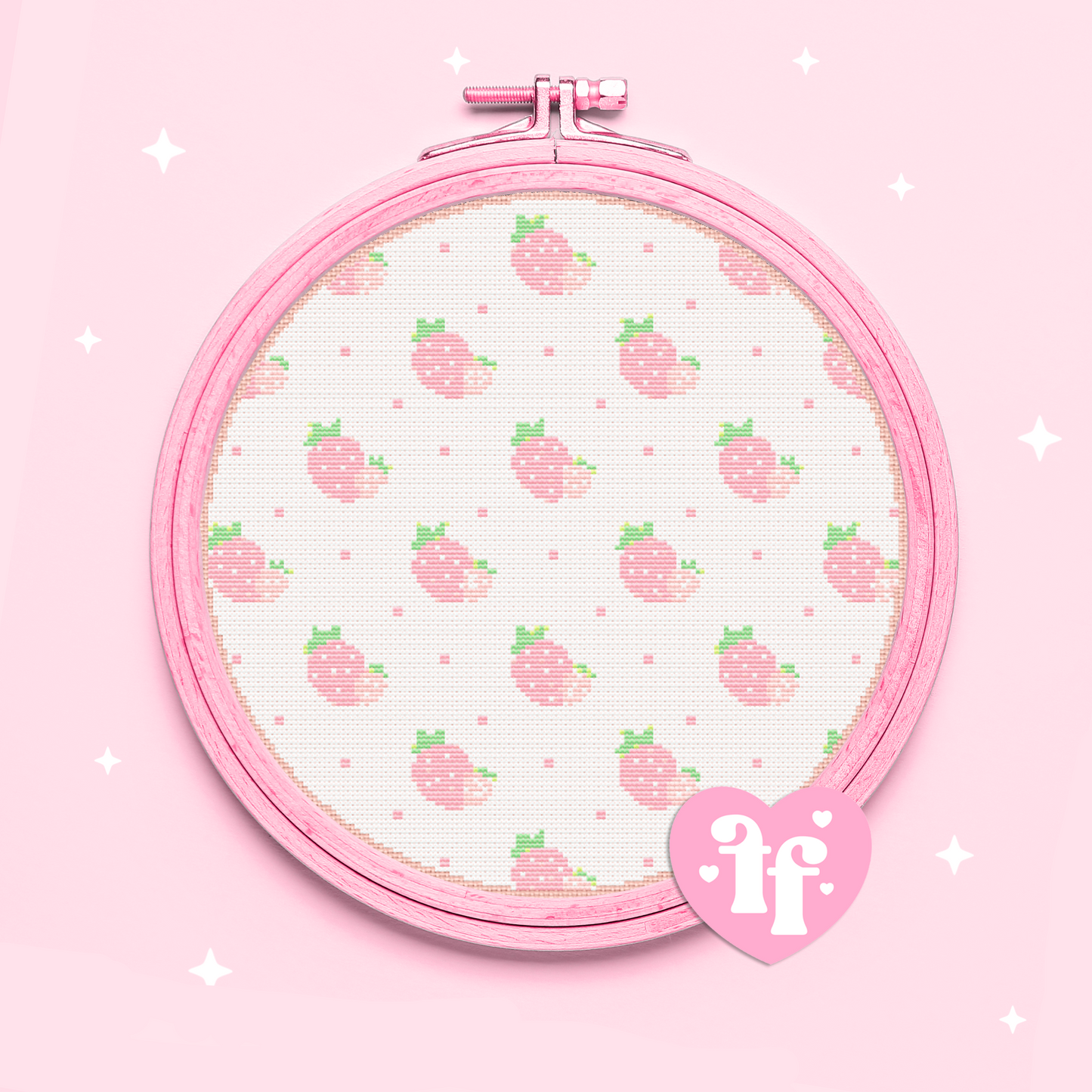 Creamy Strawberry Round Cross Stitch Pattern